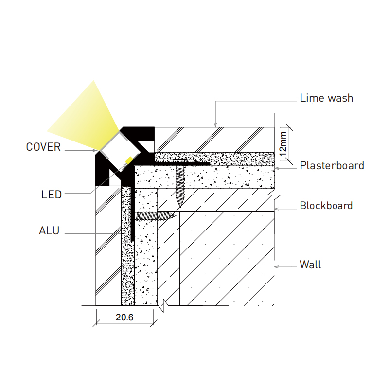 Outside Corner Tile LED Strip Profile For 10mm Light Tape Outside Corner Tile LED Strip Profile For 10mm Light Tape